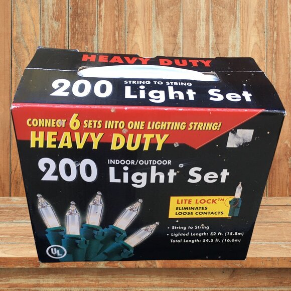 Christmas Light Set 200 Count Heavy Duty Indoor/Outdoor Clear String-to-String - Picture 3 of 11